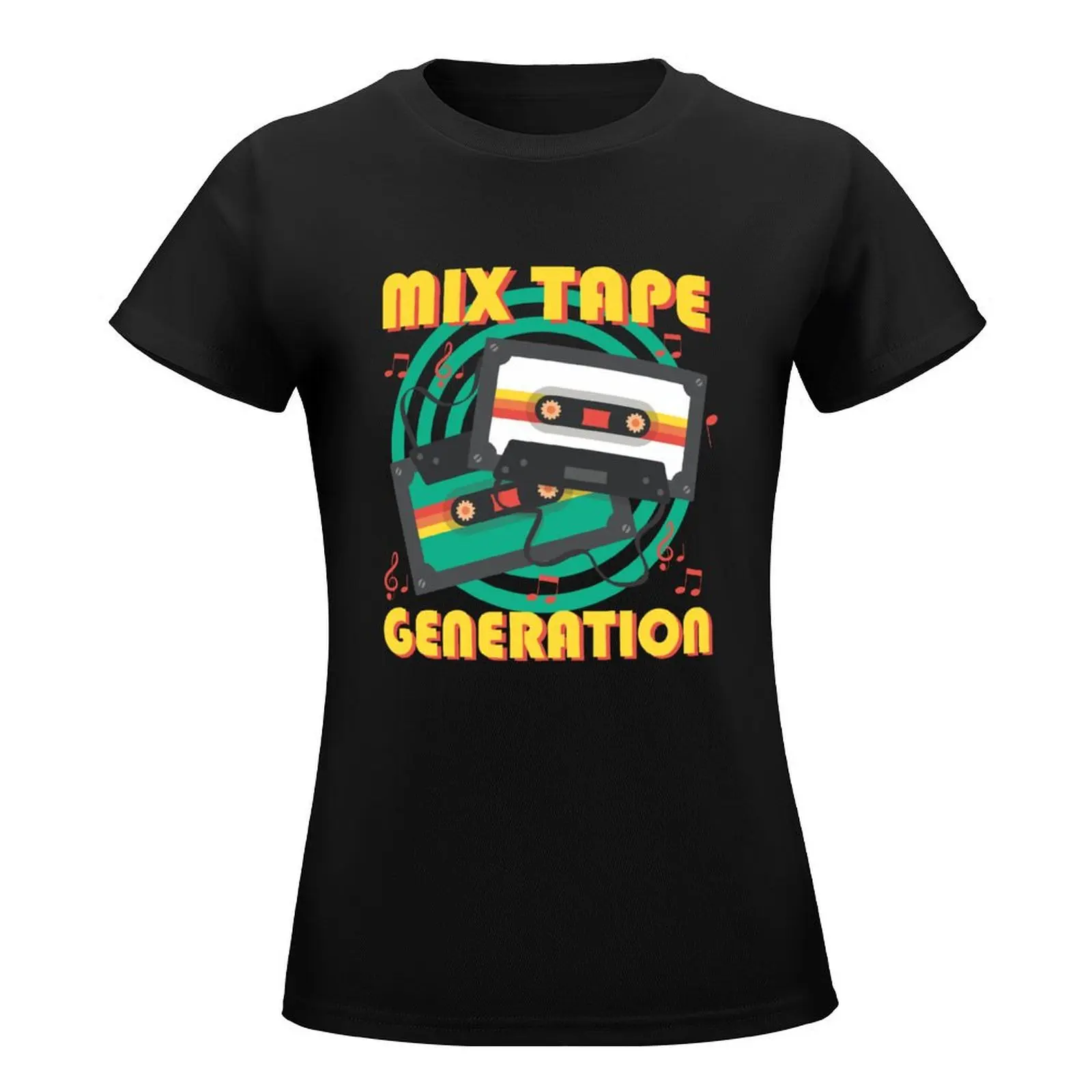 80s Retro Cassette Vintage T-Shirt plus sizes Blouse black t shirts for Women