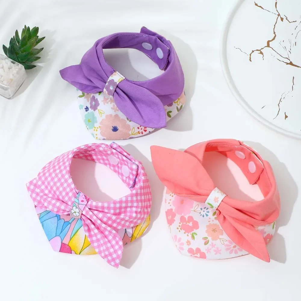 Cute Cotton Pet Puppy Cat Scarf Bandana Collar Neck Scarf For Small Dogs Kitten Saliva Towel  Cats Accessoriess 20-24 cm