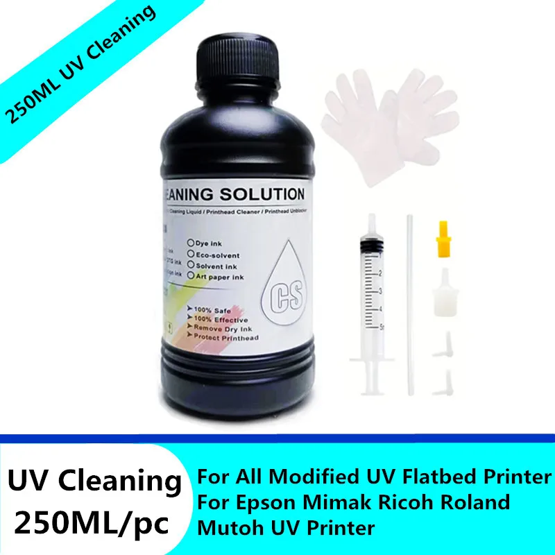 

250ML UV Cleaning For All Modified UV Flatbed Printer For Epson Mimak Ricoh Roland Mutoh UV Printer UV Cleaner