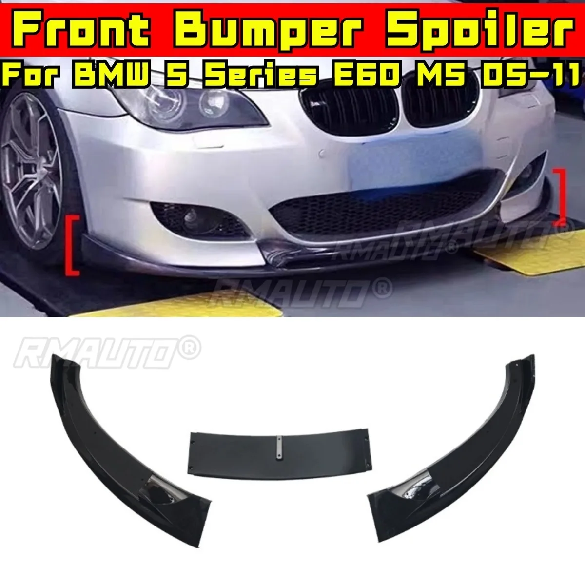 

3PCS Car Front Bumper Spoiler Lip Diffuser Modification Part For BMW 5 Series E60 M5 2005-2011 Bumper Guard Protector Cover