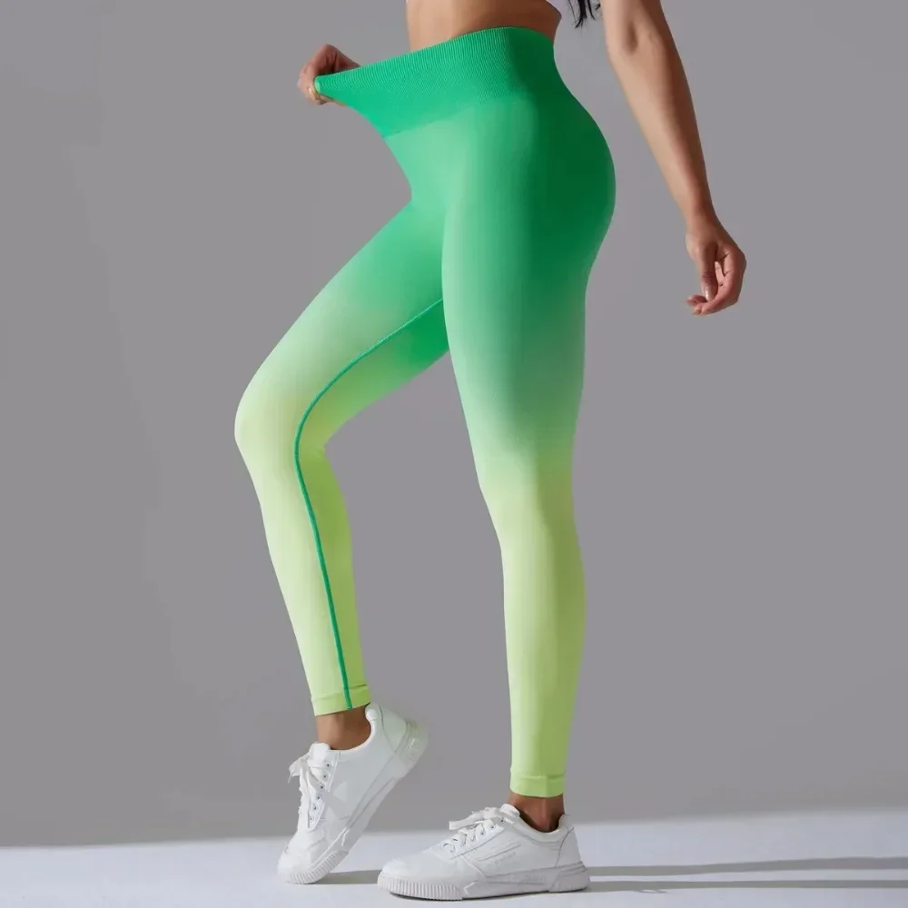 Calça de Yoga Feminina de Cintura Alta, Leggings Esportivos Mudança Gradual, Sem Costura, Controle De Barriga, Meninas Fitness Leggins, Corrida, Ginásio, Treinamento