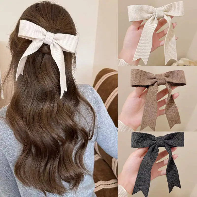 Koreanische Gestrickte Woolen Bogen Haar Clips Frühling Clips Frauen Temperament Barrettes Weibliche Party Haarnadeln Haar Schmücken Zubehör – Detail 11
