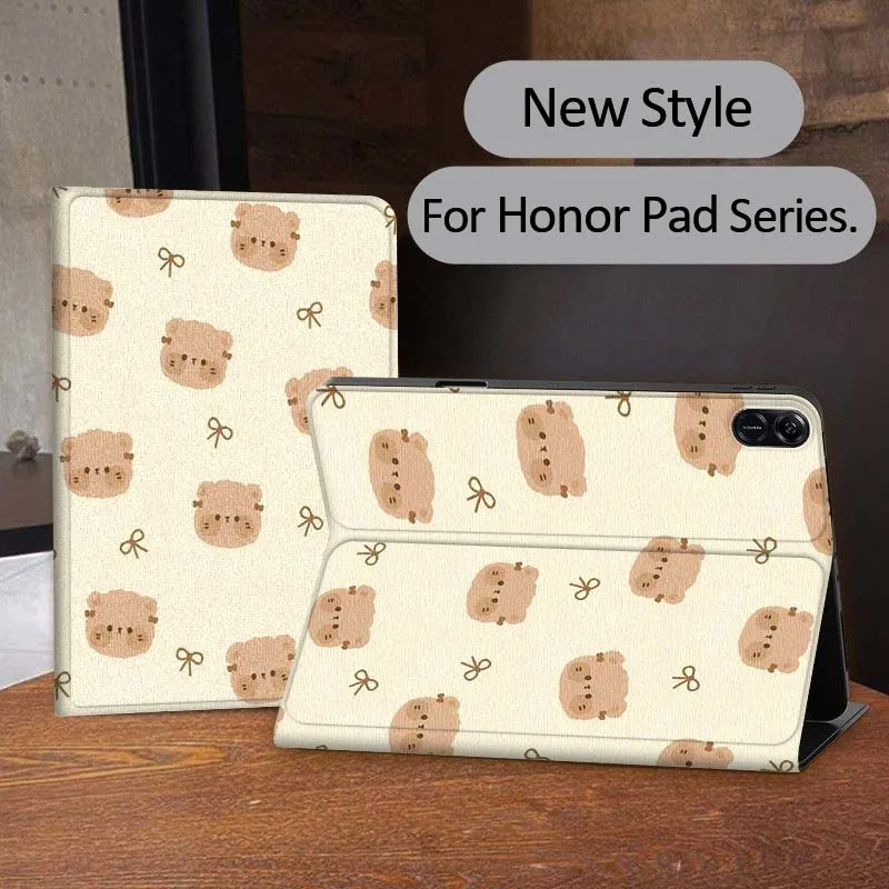 

Cute Teddy Bear Pattern For Honor Tab Tablet MagicPad 3 6 7 X8 V7 V8 8 9 X9 X8a X9a 10 Pro Inch 2020 2021 Tablet Case