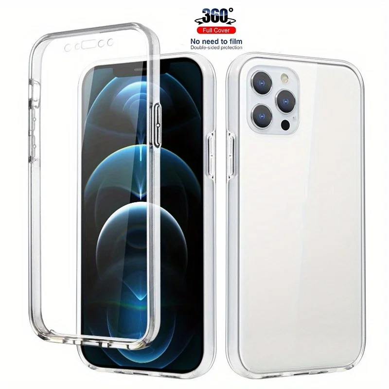 360-Ganzkörper-stoßfeste, zweilagige Handyhülle für iPhone 17 Pro Max Air 16 15 14 13 12 11 X XS XR 7 8 SE 2 3 transparente Abdeckung