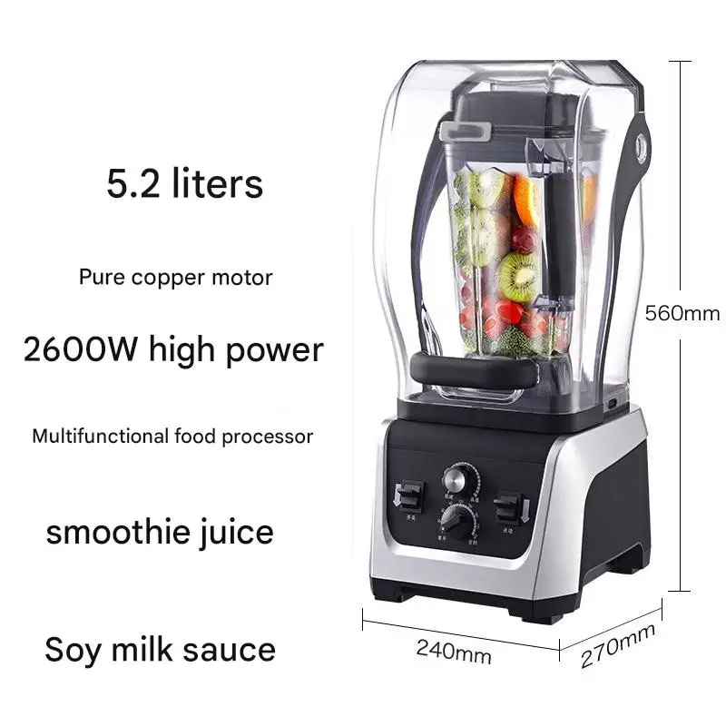 Commercial Blender Manual Fruit Juice Extractor High Capacity Fruit Smoothie Blender Juicer Mixer 5.2L Blender for Smoothies