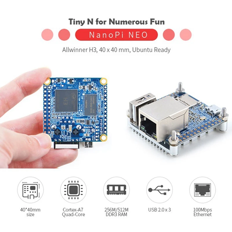 For Nanopi NEO Development Board+Heat Sink+Metal Case Kit Allwinner H3 Quad Core RAM Openwrt/LEDE Complete Machine