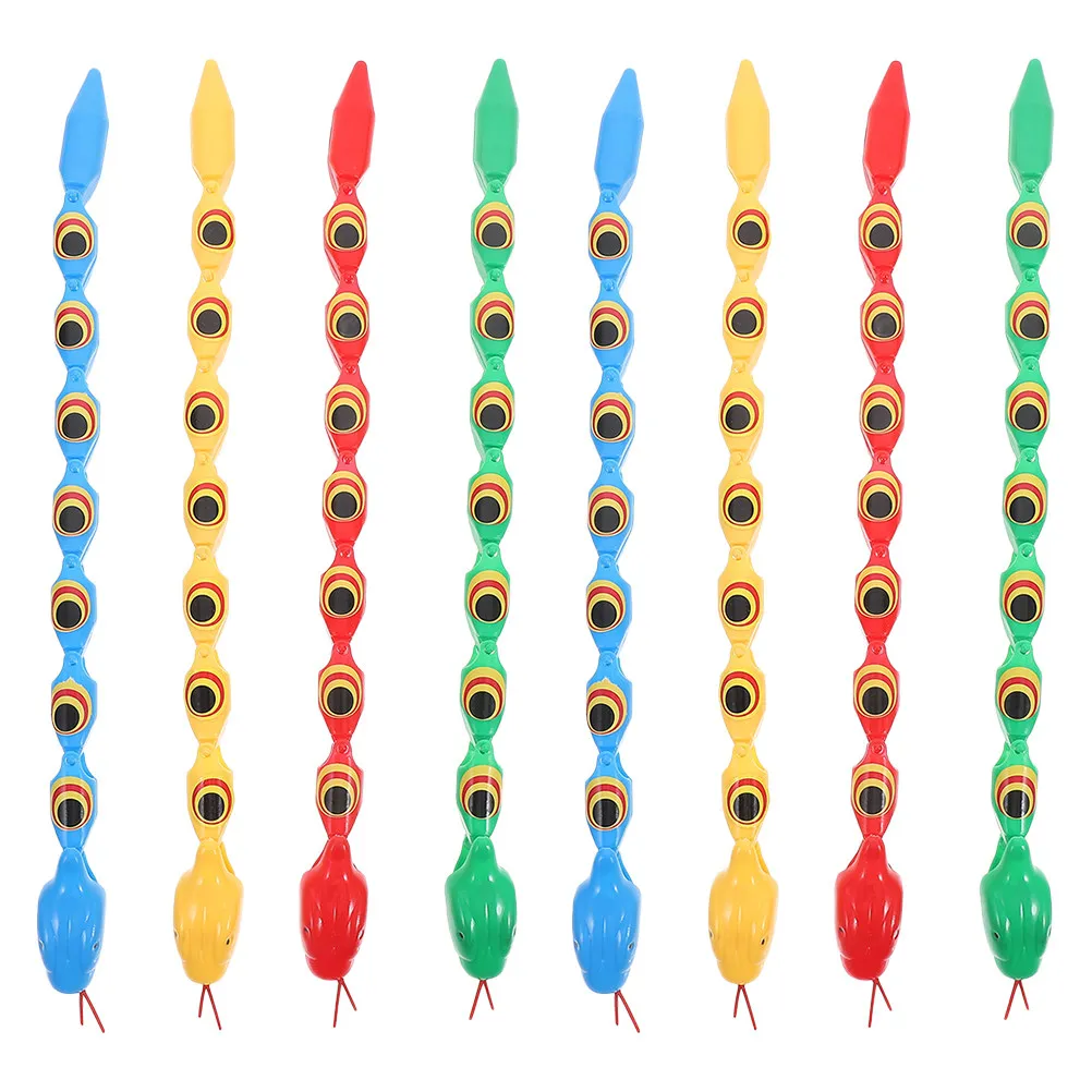 8Pcs Wiggly Jointed Snake Educational Plastic Learning Prank Fidget Plastic for Kids Party Colorful Snake Toys