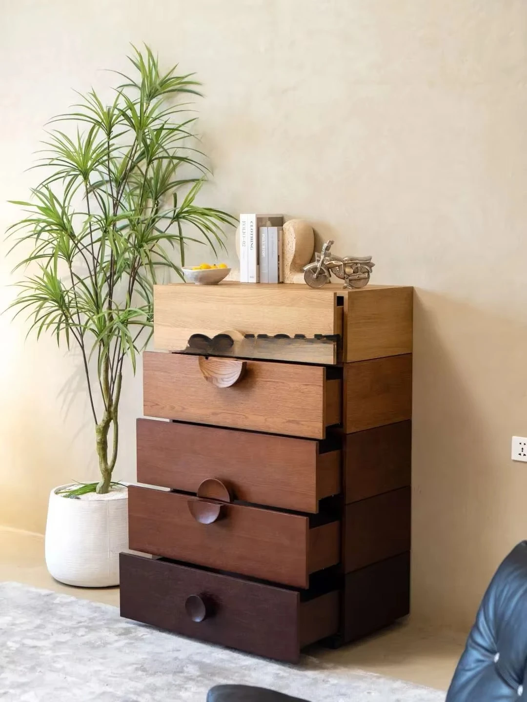 Medieval log wind many drawers chest cabinet living room bedroom locker gradual change color