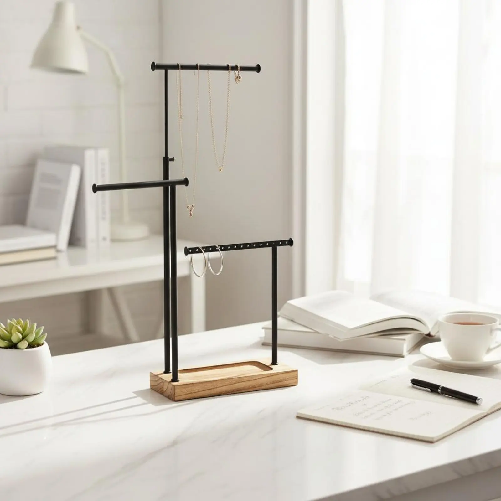 

Трехуровневая подставка для украшений: прочная и устойчивая многоярусная подставка для ювелирных изделий, настольный органайзер большой вместимости