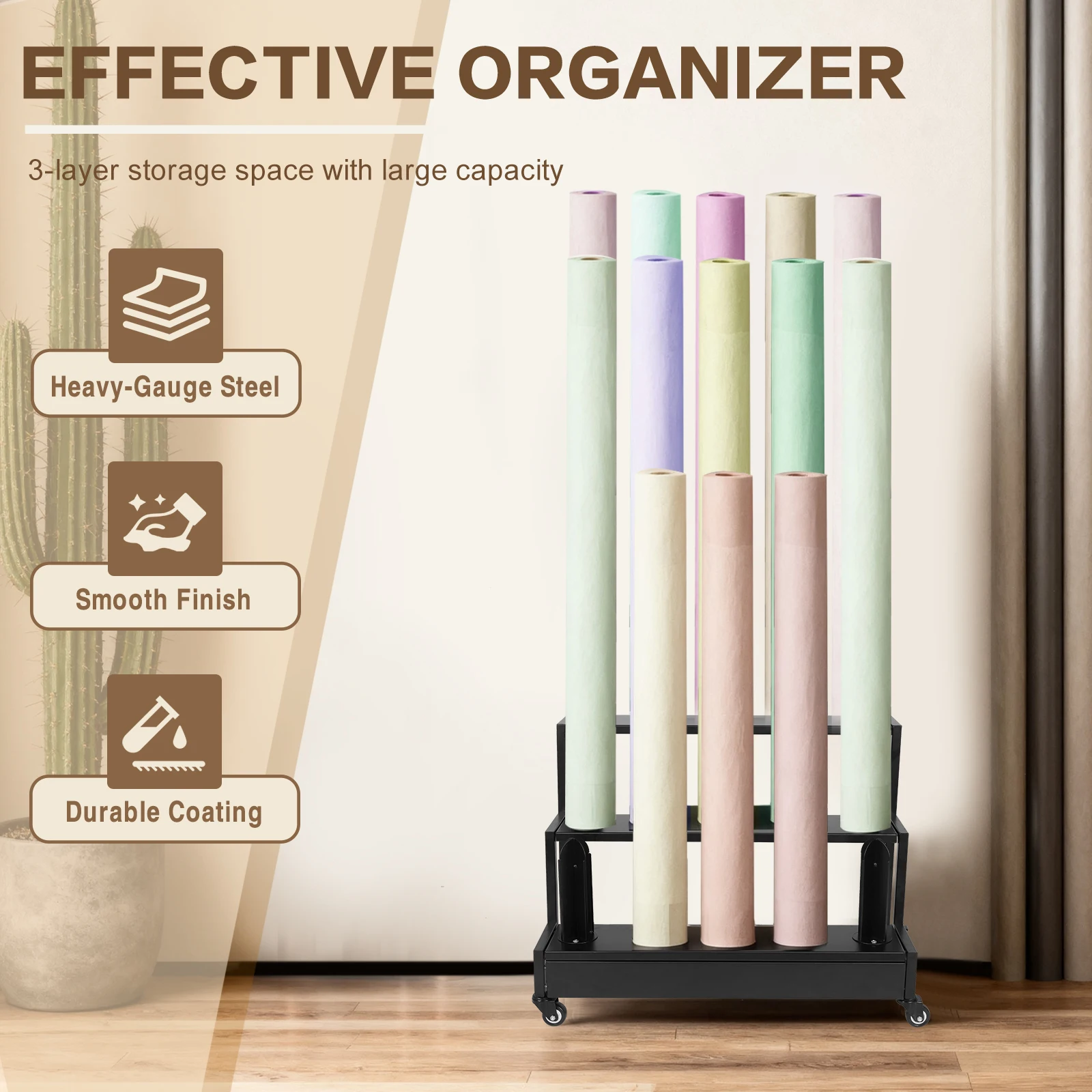 

Стеллаж для демонстрации виниловой пленки для оклейки автомобилей (3/2 уровня) на колесах, коммерческий держатель для рулонов текстиля (для штор/обоев/скатертей)