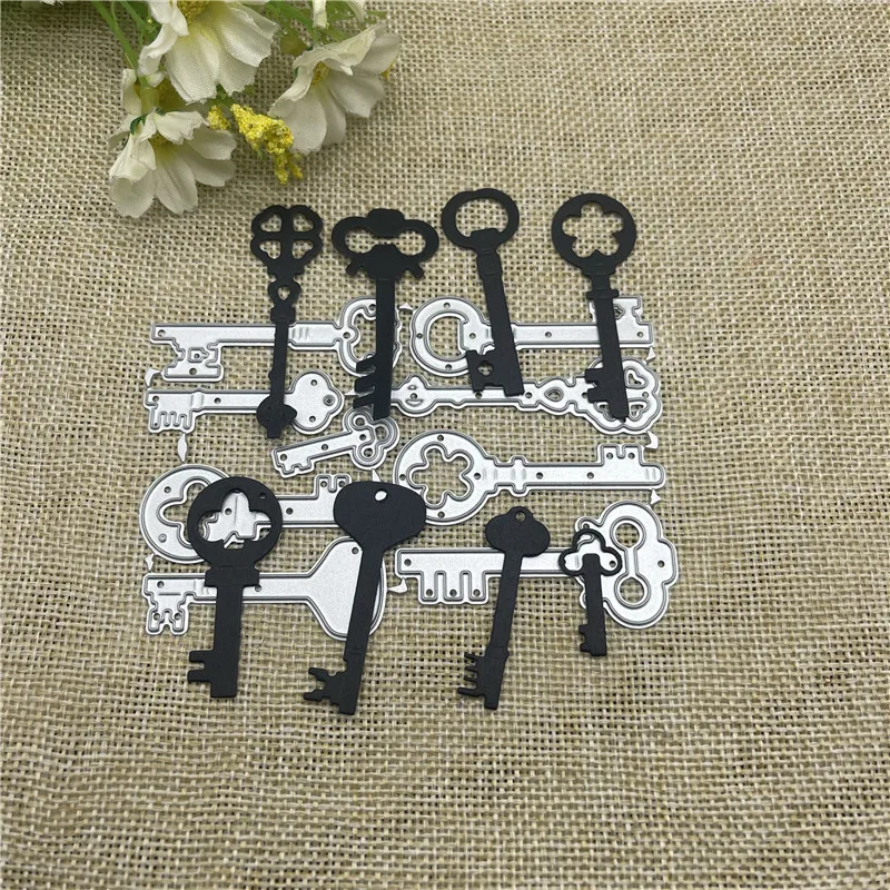 9 stücke Vintage Schlüssel Set Metall Schneiden Stirbt Schablonen Für DIY Scrapbooking Dekorative Präge Handwerk Vorlage