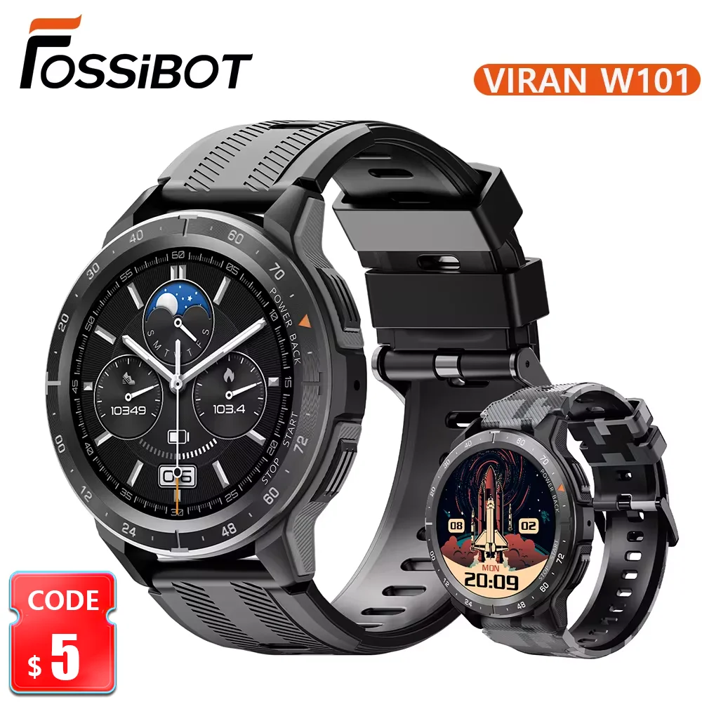 

FOSSiBOT VIRAN W101 Smart Watch Man Outdoor Sports Tracker Watch Waterproof 1AMT 1.43''AMOLED Bluetooth Call Intelligent Watch