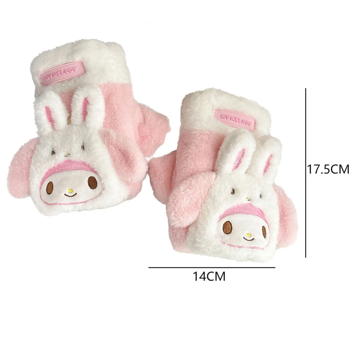 قفازات سانريو القطيفة بلدي ميلودي كورومي قفازات الوجه نصف إصبع قفاز مقاوم للبرودة شاشة اللمس قفازات دافئة هدية الشتاء #6