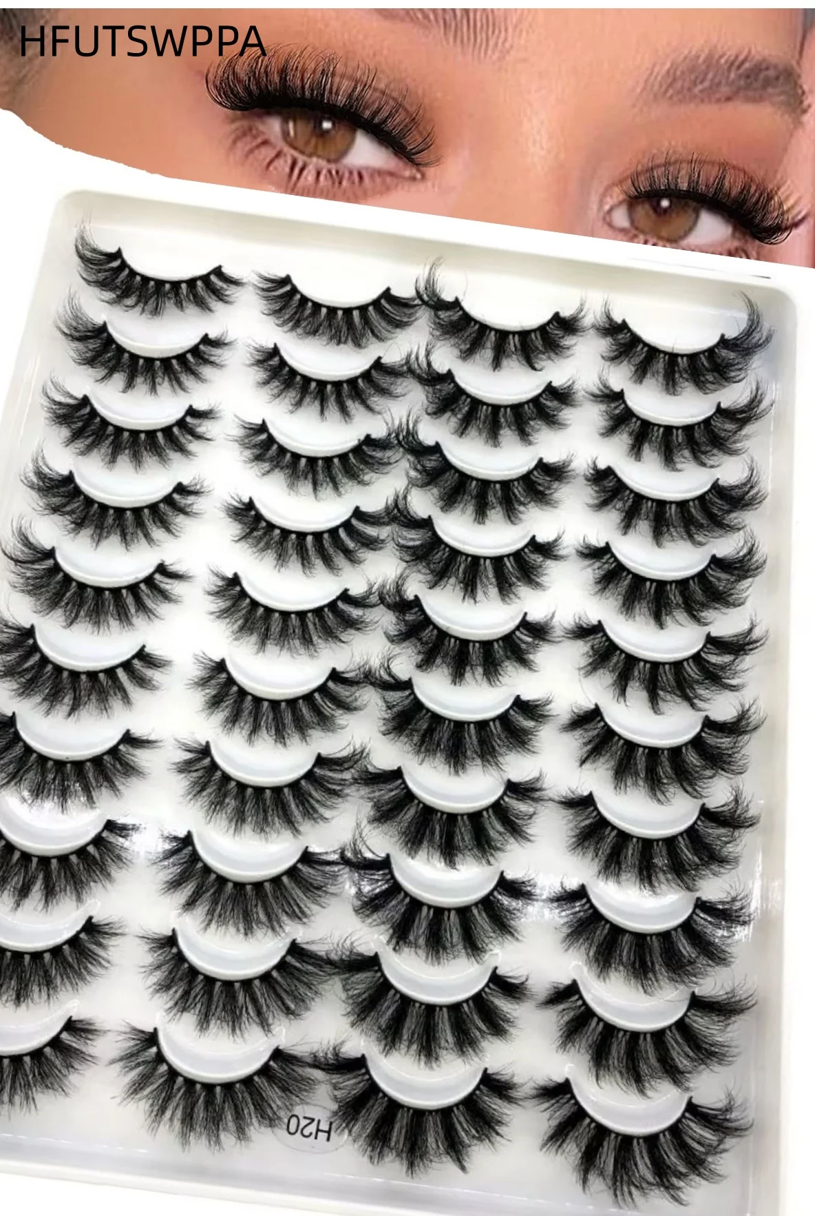 HFUTSWPPA New 20 Pairs 18‑25mm 100% Mink False Eyelashes, Natural & Dramatic Volume Fluffy Fake Lashes Eye Makeup Extensions