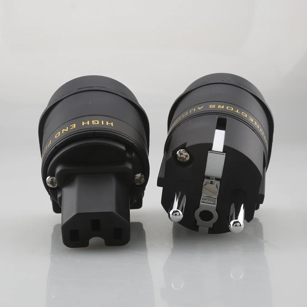 Разъем питания HIFI с родиевым покрытием, европейская вилка SCHUKO для сети с прямым углом, штекер IEC C13 C15, гнездо для кабеля «сделай сам»