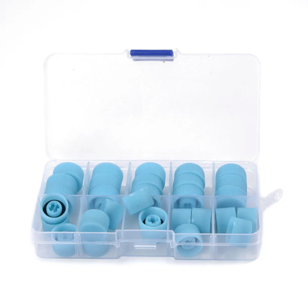 Kit AC Valve Cap Parts 30pcs Auto Air Conditioner Refrigerant High Low Seal Replacement Tools Useful Practical