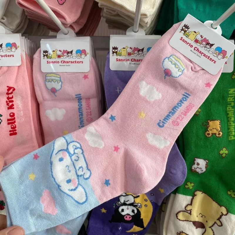 Hello Kitty Anime Socks Men Women Cartoon Hip Hop Print Skateboard Socks Personality Casual Cotton Long Sock Breathable Sock