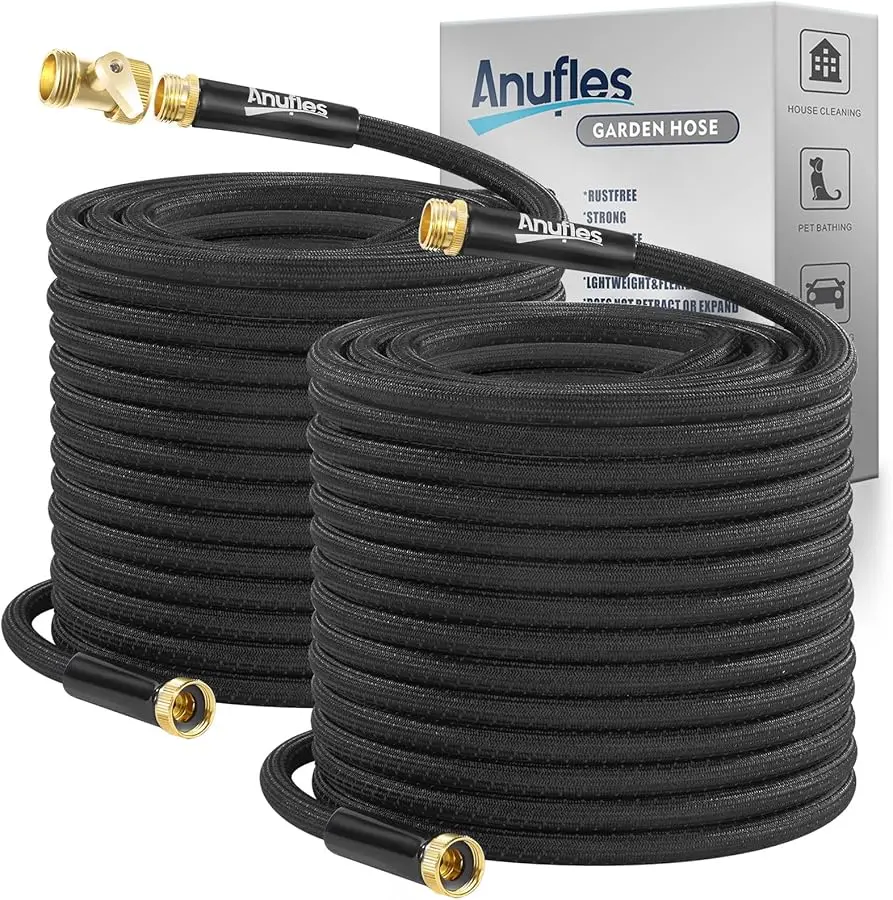 

Garden Hose 100FT, Lightweight 3-Layer PVC Flexible Water Hose, No Kink, Leak-Resistant, High-Pressure with Metal Fittings, Dura