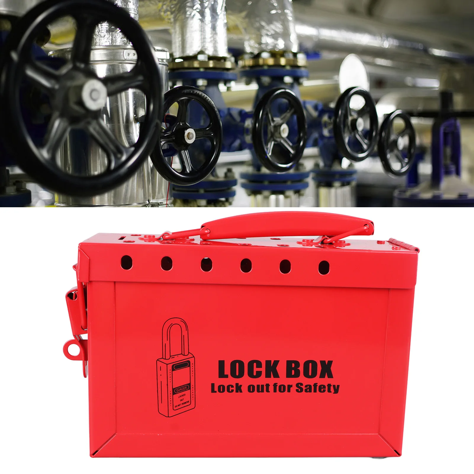 

LOTO Group Box Portable Lockout Box Lockout Tagout Lock Box 12 Hole Sturdy Construction Resistant Portable LOTO Group Box