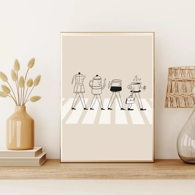 Modern The B-BBeatles Coffee Poster Music Abbey Road Album Canvas Painting Abstract Wall Art Cafe Living Room Home Decor Gift