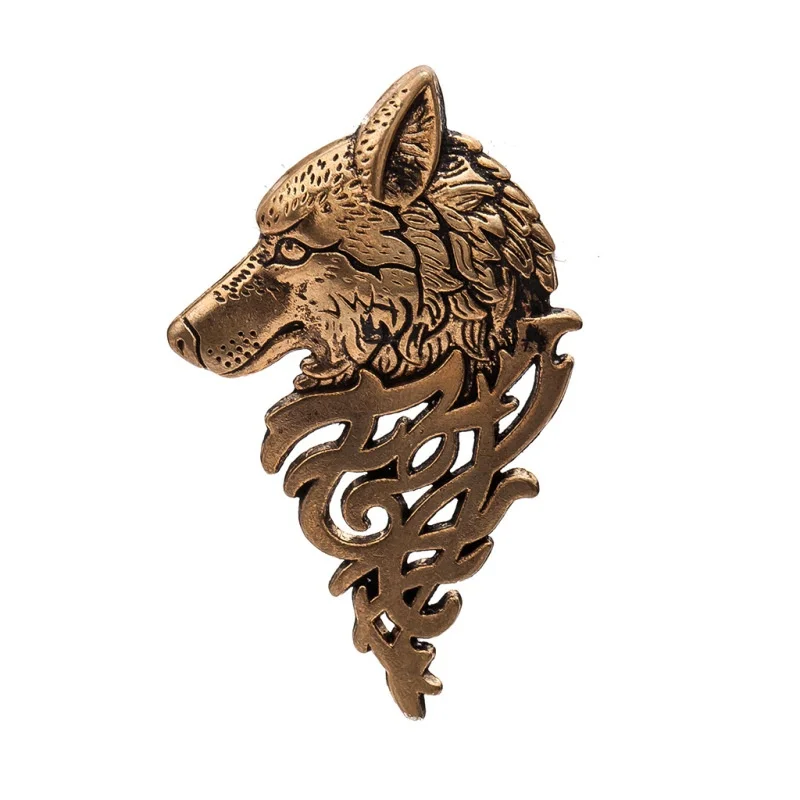 1 Pc Men Fashion Vintage Personality Wolf Head Brooch Upscale Unisex Animal Suit Collar Pin Buckle Brooches Pins For Men
