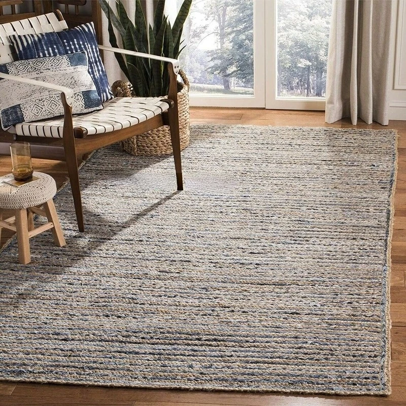 Rug Runner Jute & Denim Braided Style 60x180CM Reversible Rustic Look Rug Carpet