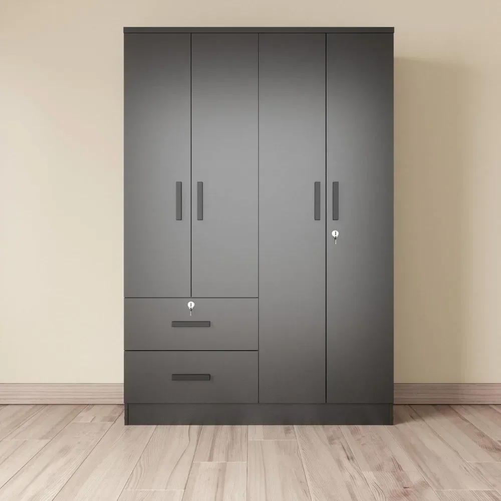 

4 Doors Wardrobe 2 Drawers with Shelves 72" high