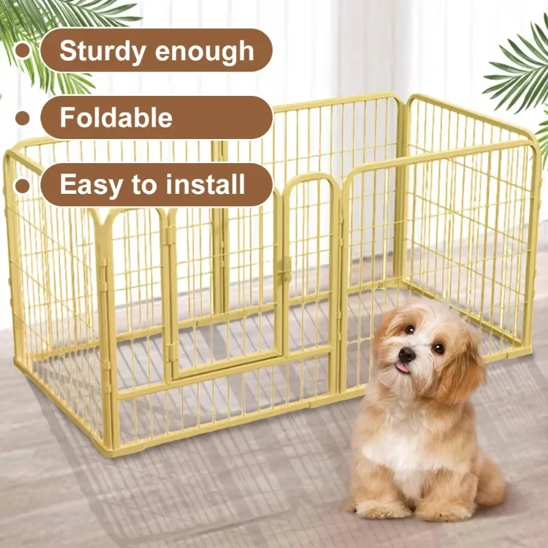 6 Panels Heavy Duty Dog Puppy Exercise Fence Playpen Foldable Exercise Puppy Kennel Cage Metal Barrier for Dog Cat Rabbit Pet