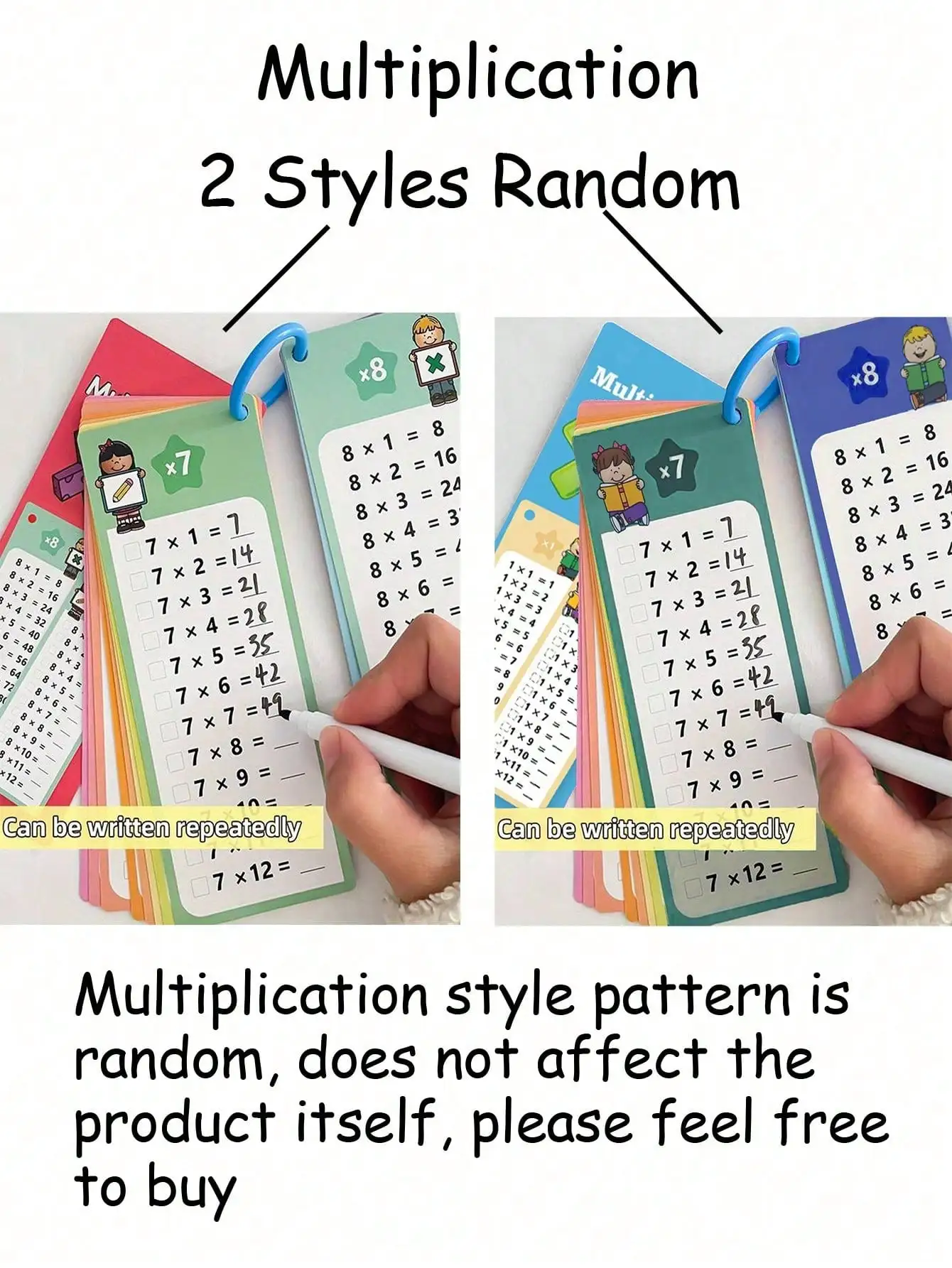 Kids Math Flash Cards Set – Add/Sub/Mul/Div Learning Educational Toy for Toddlers (Random Style)