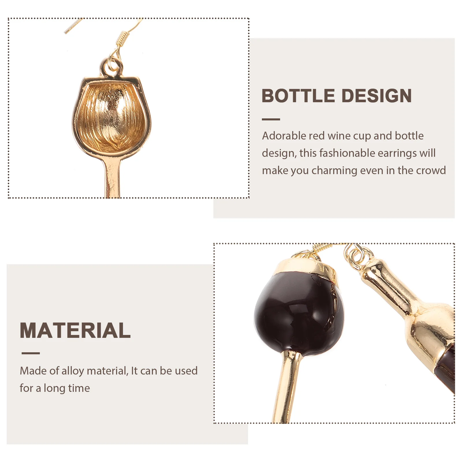 

1 Pair Cup Bottle For Women Dangle Ear Jewelry Decor Red Wine Earrings Girls Dangle Earrings Wine Themed Ear Accessories