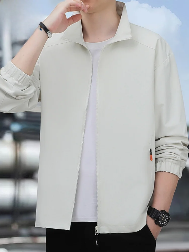 

Paul Men's Spring Autumn Jaet Loose Fit Stand Collar Windproof Outdoor Climbing Suit Faionable Polyester Fiber Long Sve