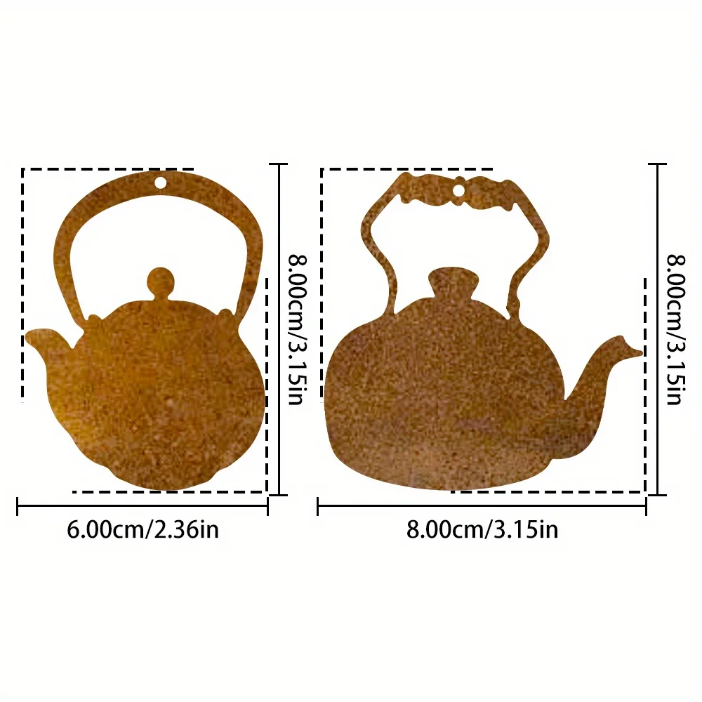2pcs Rusted Metal Kettle Wall - Vintage Iron Hanging Kettle Shaped Ornament, Horizontal Wall-Mounted Rusty Decor Home Décor