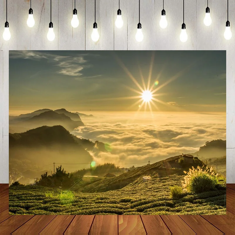 Sunrise Sunset Valleys Rivers Beautiful Scenery Brilliance Happy Birthday Party Photography Backdrop Background Banner Decor