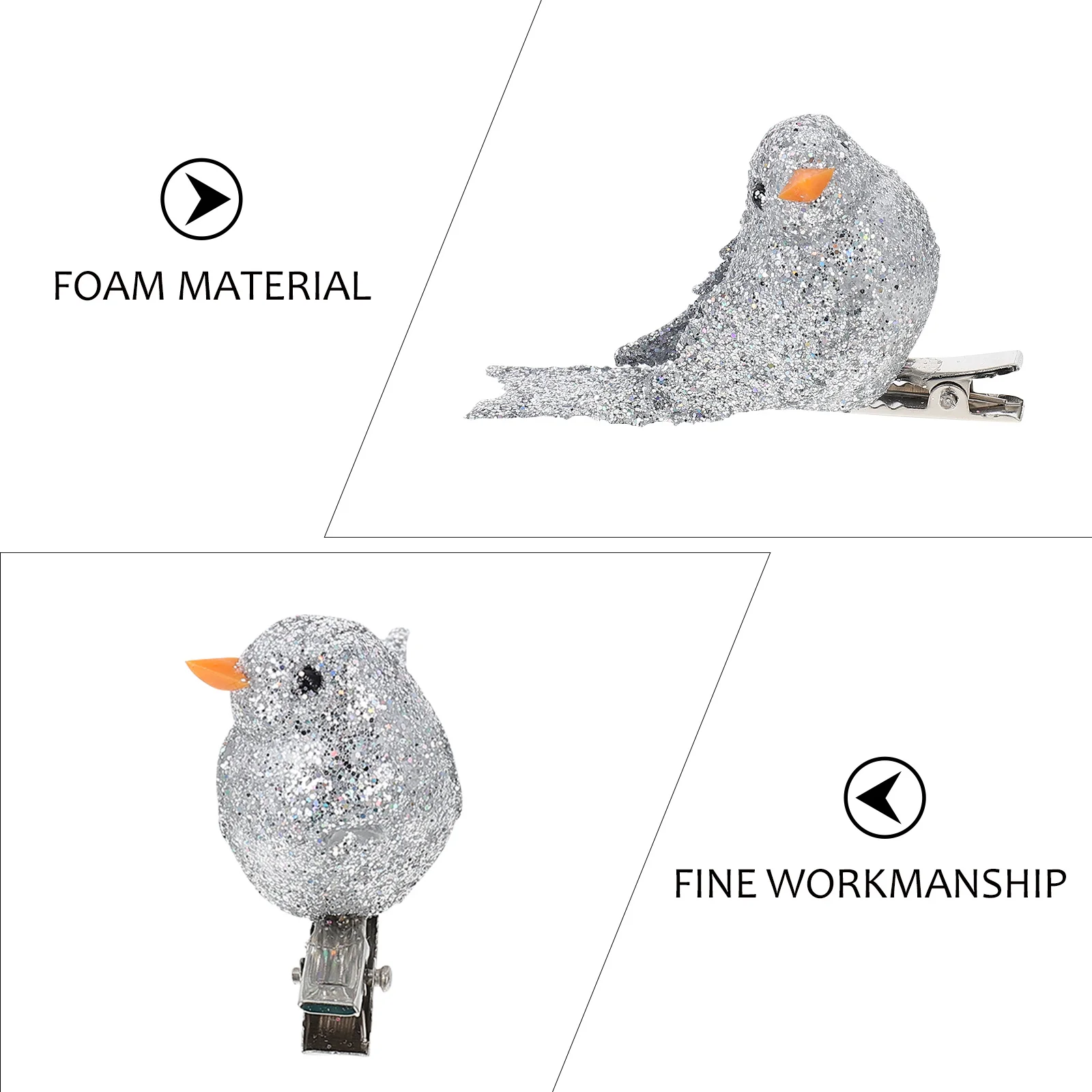 

12Pcs Christmas Tree Birds Foam Ornaments Compact Size Realistic Clip Decorative Xmas Scene Decoration Xmas Birds Decor