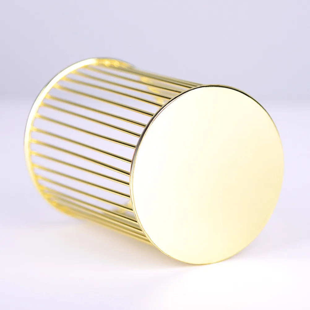Nordic Style Metal Hollow Out Pen Holder Gold Finish Wear Resistant Pencil Container Desk Organizer for Home Office Salon Table