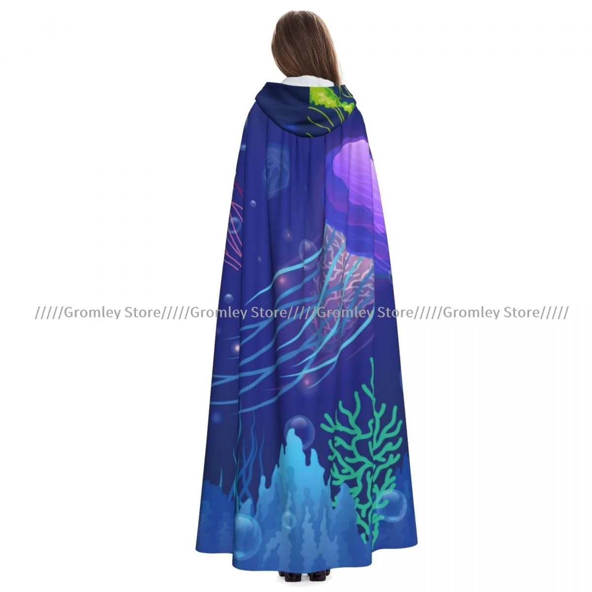 

Jellyfish And Corals Witch Cloak Halloween Cosplay Costume Adult Unisex Cloak Retro Ages Cape