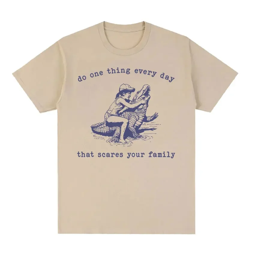 Футболка для мужчин и женщин, забавная ретро-футболка с надписью «сделай один день, пугает вашу семью», хлопковая, большого размера, топы в стиле Харадзюку