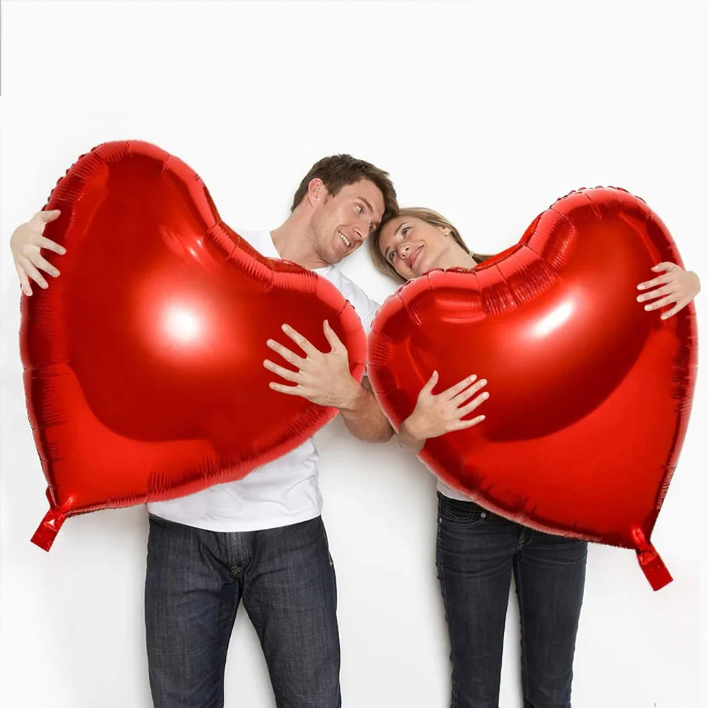 2/4Pcs Huge Heart Foil Balloons 32inch Red Large I Love Heart Shaped Helium Balloons for Engagement Wedding Valentines Day Decor