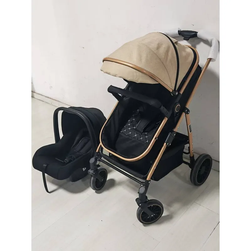 Kereta dorong bayi yang ringan dan dapat dilipat, dapat dilepas, dengan pemandangan tinggi, mudah untuk duduk dan berbaring.