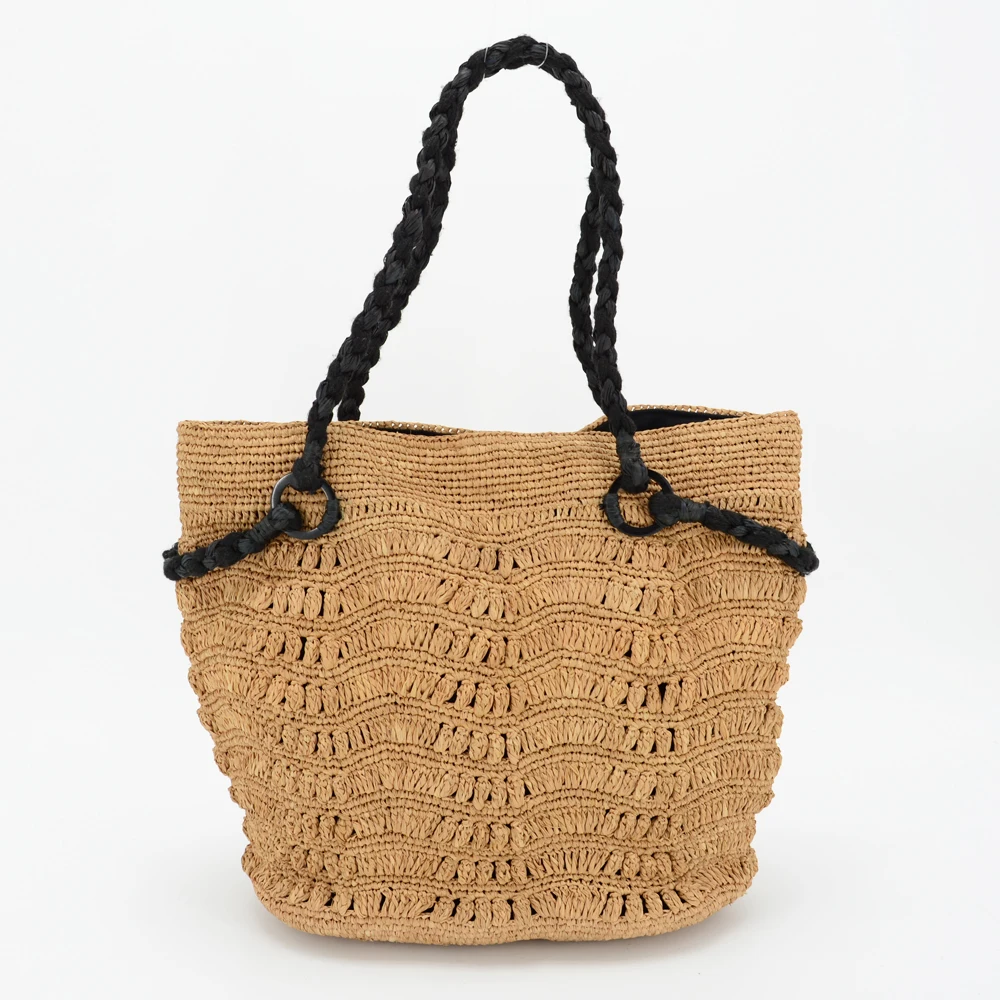 

Women Plaited Raffia Straw Bag Large Capacity Casual Tote Handbag Hollow Summer Beach Vacation Shoulder Bag