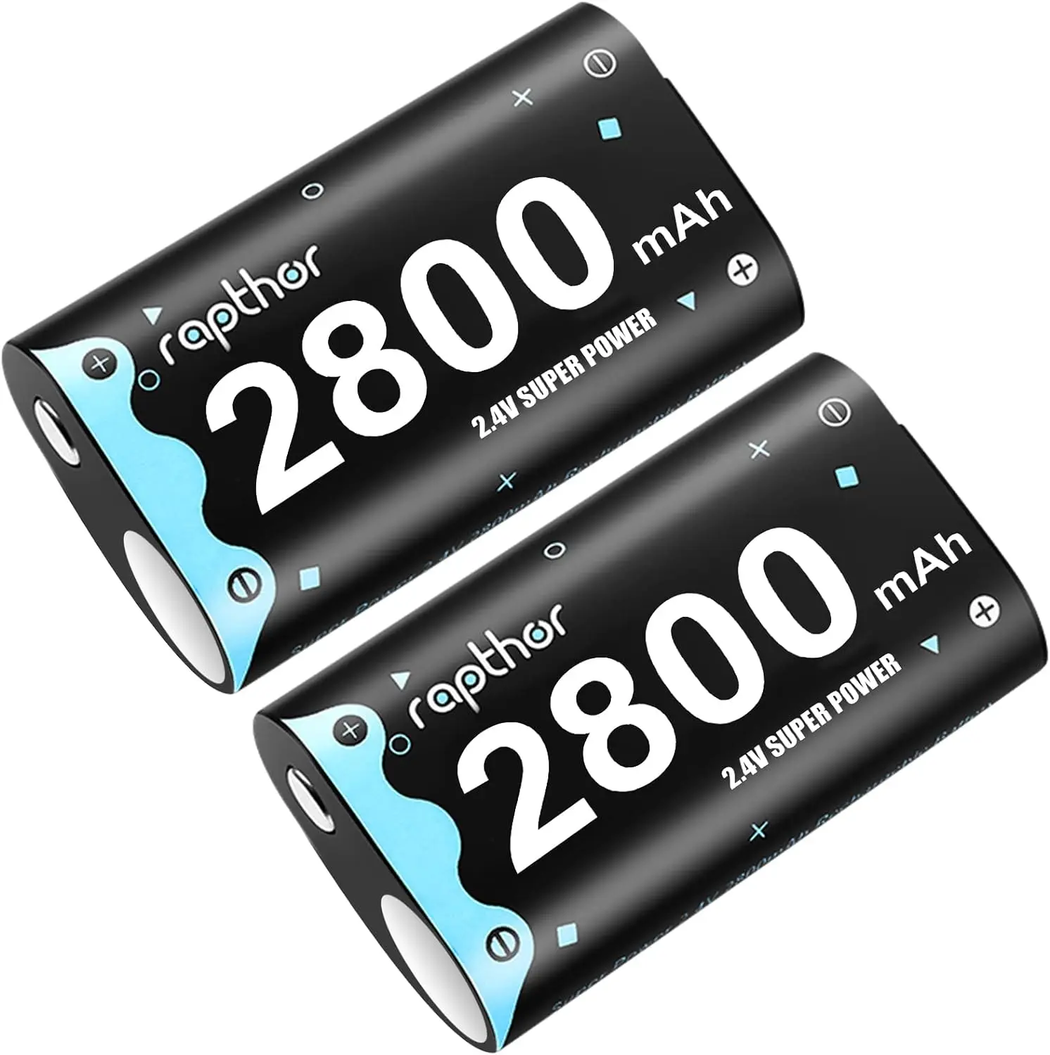 

rapthor 2800mAh Rechargeable Controller Battery Pack for Xbox,2x2800 mAh High Power NI-MH Batteries Kit Without Charger