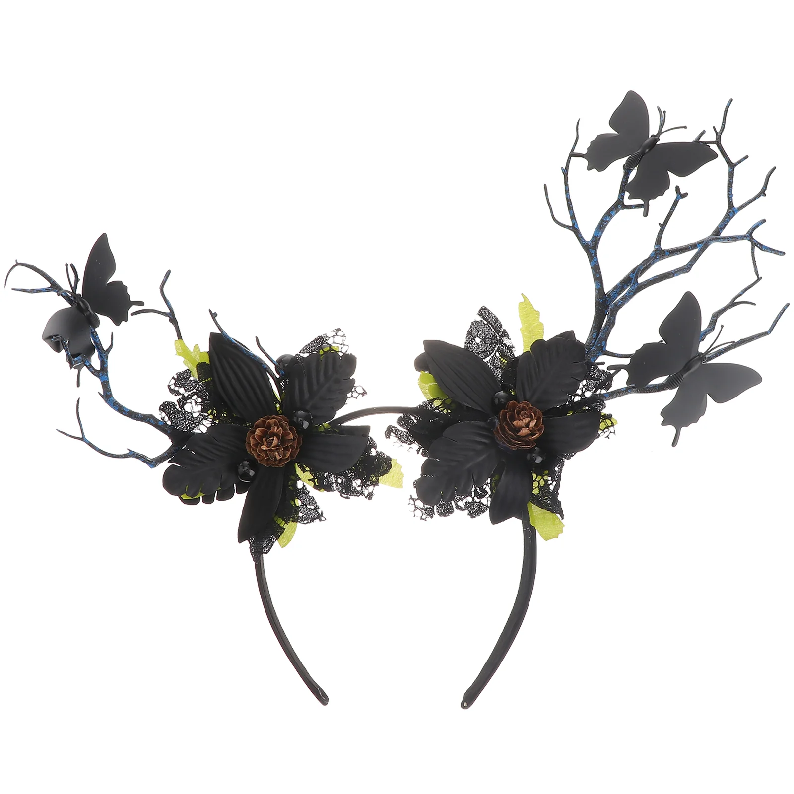 

White Headband Party Hoops Dance Hairband Flower-crown Accessory Antlers Black Deer Adornment Floral Headpiece Bridesmaid