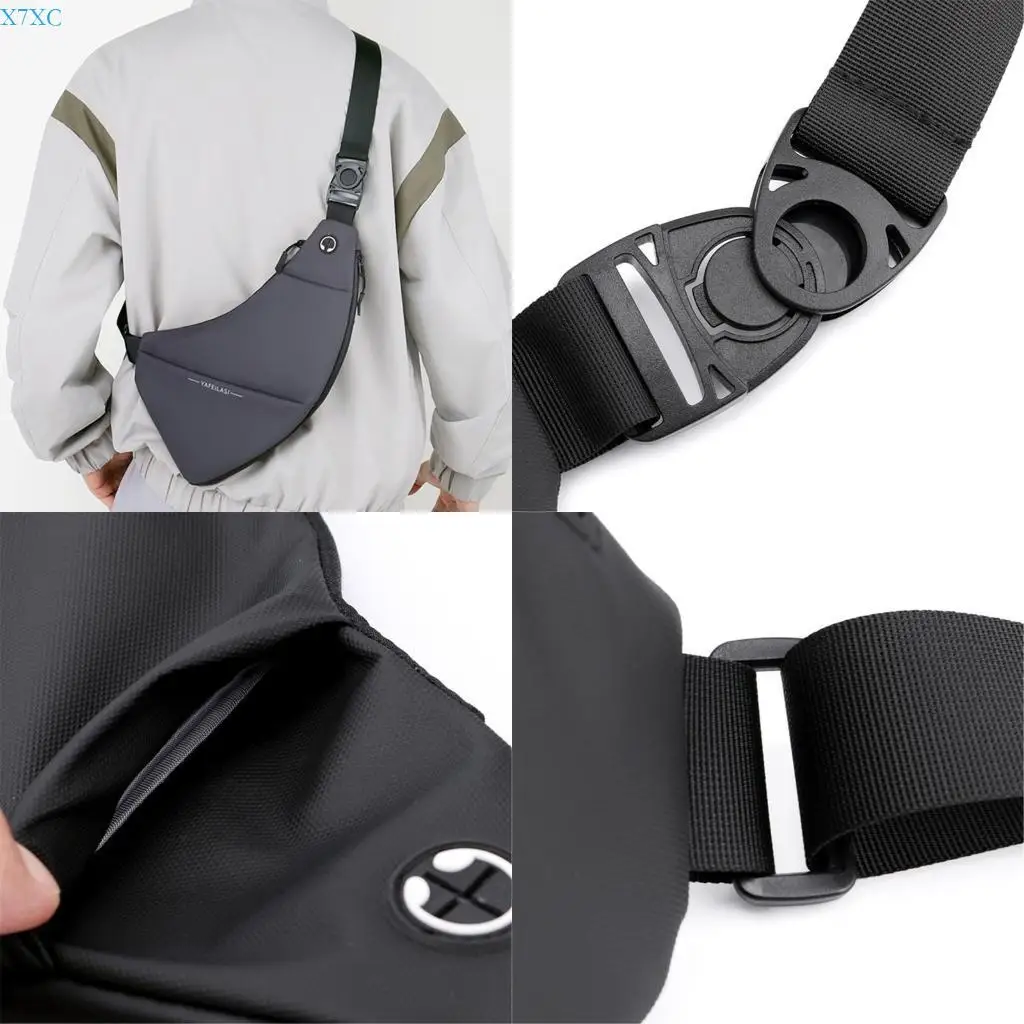 

X7XC Mens Waterproof Crossbody Sling Bag with Earphone Hole Chest Shoulder Backpack