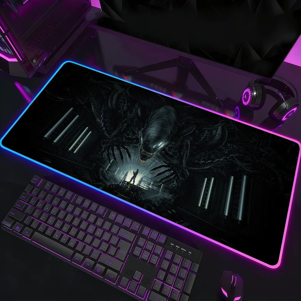 Movie A-alien-S Mouse Pad RGB LED Light Colorful Game Keyboard Non-slip Cover Desk-mat Surface Waterproof