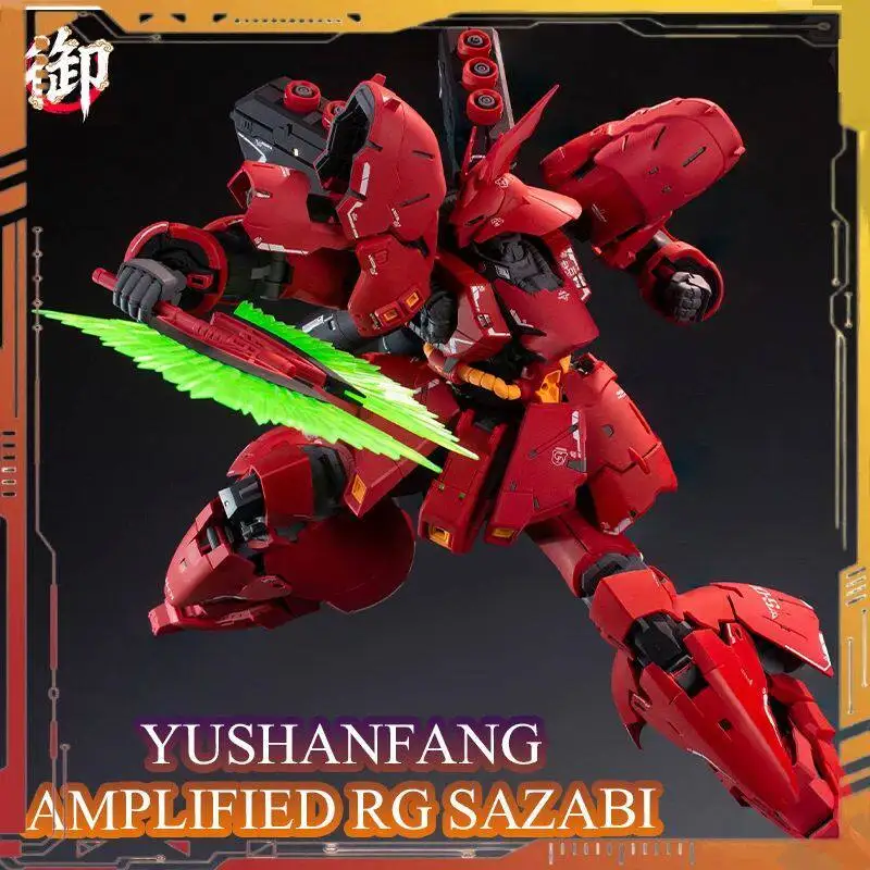 

New Yushanfang Sazabi Action Figure Amplified Rg Msn 04 Mecha Model Collectible For Adult Hobby Collection Desktop Display Decor