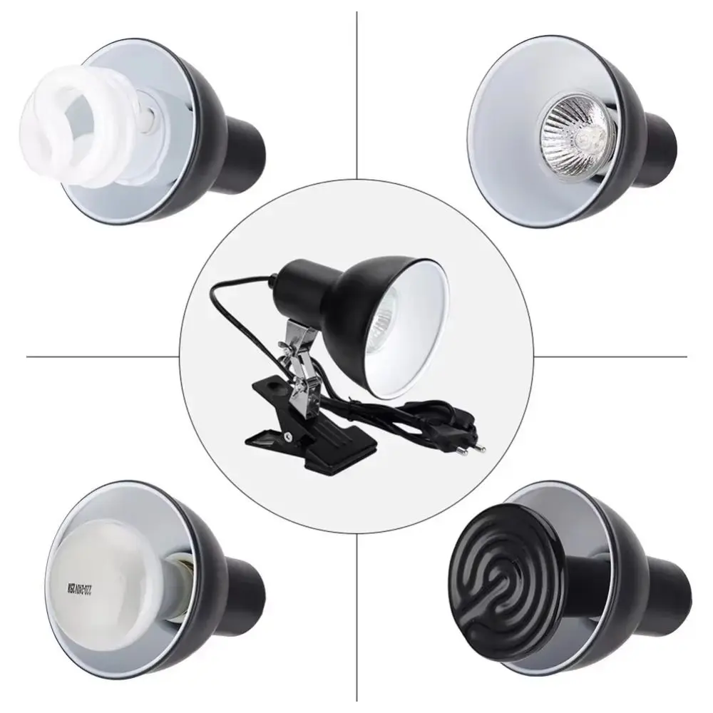 كليب على حامل مصباح السلاحف الفرح مصباح قابل للتعديل التدفئة ترموستات الزواحف مصباح الحرارة الزواحف الفرح 75 واط الحيوانات الأليفة الحرارة لمبة