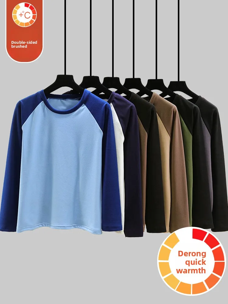 

Мужская футболка Thiened Fce Warmth Long Sve с воротником-вставкой, круглый дизайн Ne Base irt, универсальный топ для холодной погоды