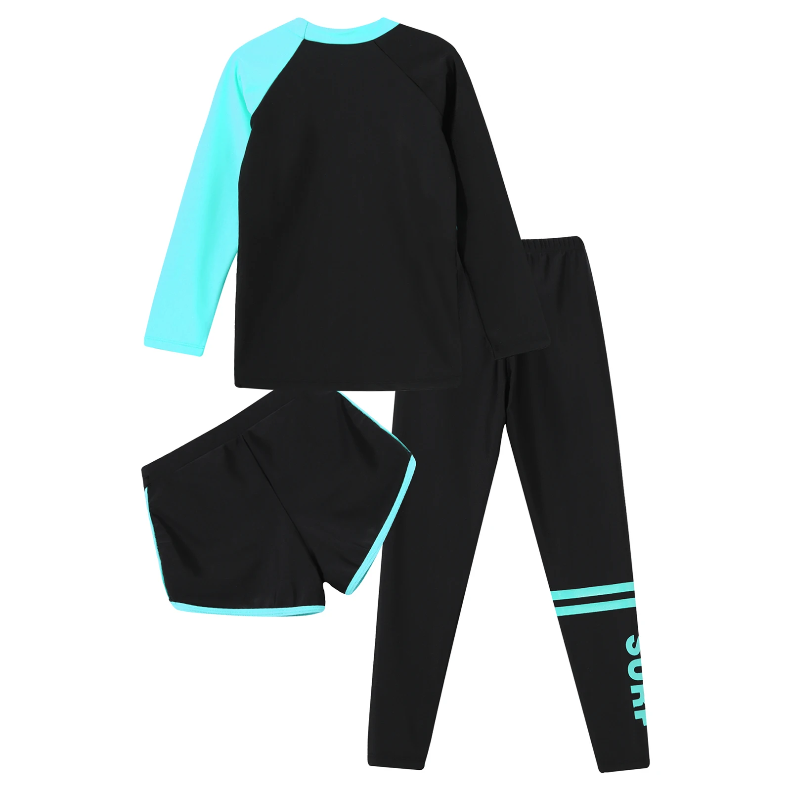 Kids Rash Guard Swimwear 3 Piece Swimming Sets Quickly Dry Swimsuit Sun Protection Long Sleeve Top+Shorts+Pants Swim Outfits