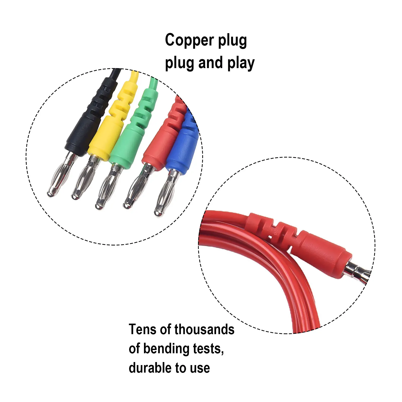 5PCS P1043 double 4mm copper banana test cable set with 100cm insulation soft PVC for power supply multimeter and device testing