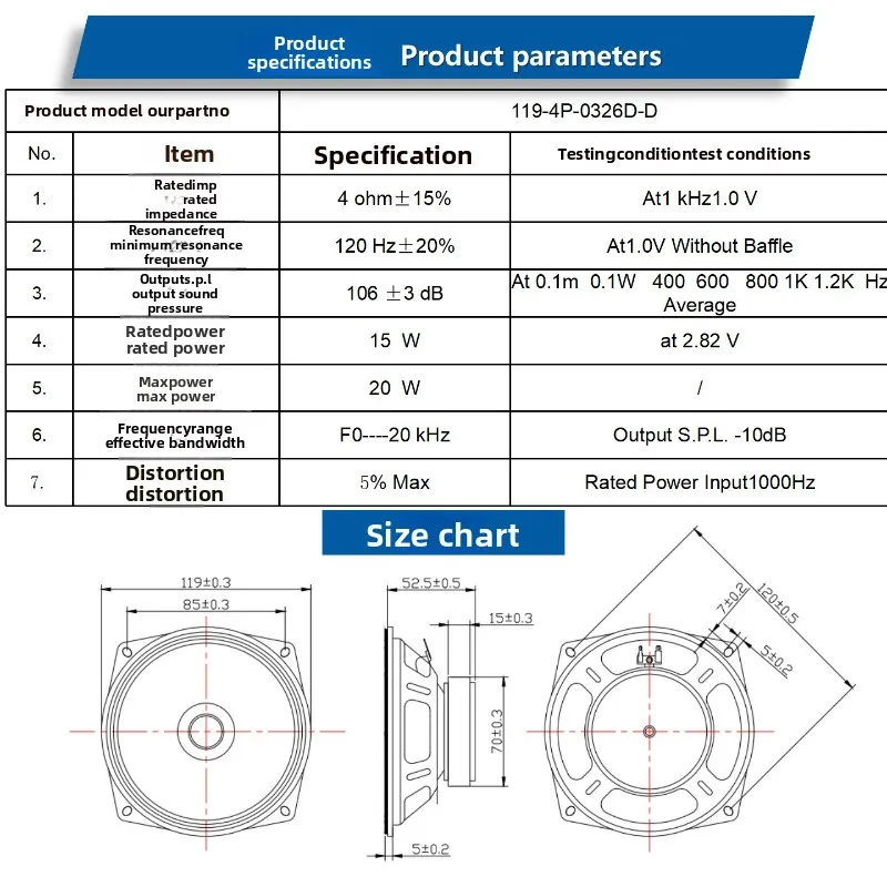 SOTAMIA 1 Uds 119mm 4,5 pulgadas Tweeter medio altavoz de rango completo 4 Ohm 20W cono de papel Tweeter taza altavoz de transmisión al aire libre